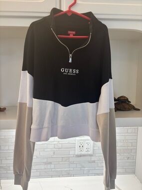 Guess Black Jacket with Silver Zipper Size Small